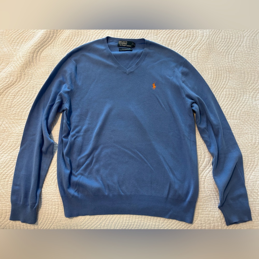 Polo by Ralph Lauren Men's V-Neck Sweater in Blue